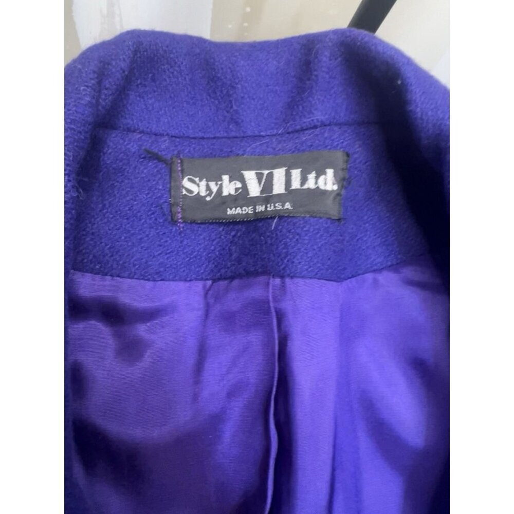 Vintage Purple 100% Wool Coat Long USA Style LTD Large Size 12-14 - Picture 5 of 8